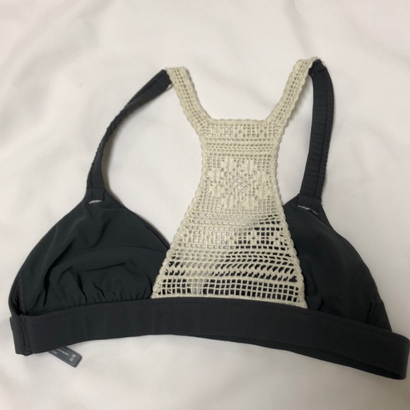 Dark grey with cream detail bikini top Sz M - Picture 2 of 3